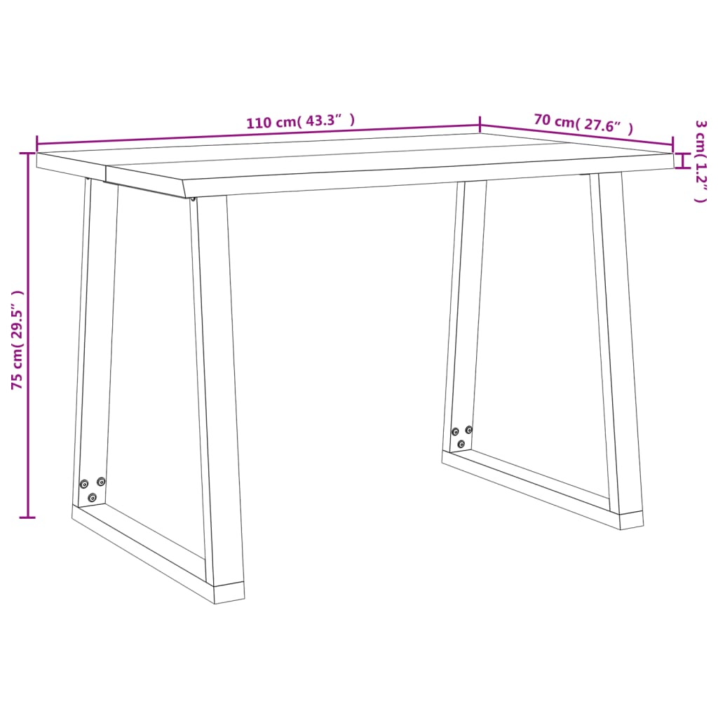 Τραπεζαρία με Live Edge 110x70x75 εκ. από Μασίφ Ξύλο Ακακίας - Pakobazaar