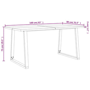 Τραπεζαρία με Φυσικό Περίγραμμα 160x80x75 εκ Μασίφ Ξύλο Ακακίας