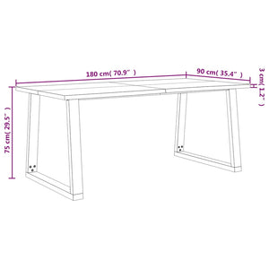 Τραπεζαρία με Φυσικό Περίγραμμα 180x90x75 εκ Μασίφ Ξύλο Ακακίας
