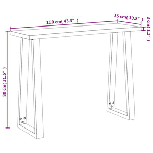 Τραπέζι Κονσόλα με Live Edge 110x35x80 εκ. Μασίφ Ξύλο Ακακίας