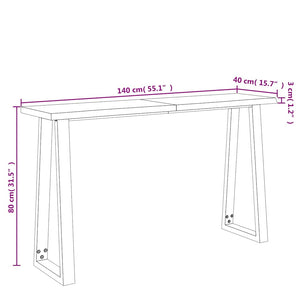Τραπέζι Κονσόλα με Live Edge 140x40x80 εκ. Μασίφ Ξύλο Ακακίας