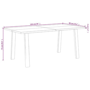 Τραπεζαρία 150 x 90 x 75 εκ. από Μασίφ Ξύλο Ακακίας