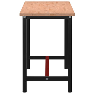 Πάγκος Εργασίας 180x55x81,5εκ. από Μασίφ Ξύλο Οξιάς και Μέταλλο - Pakobazaar