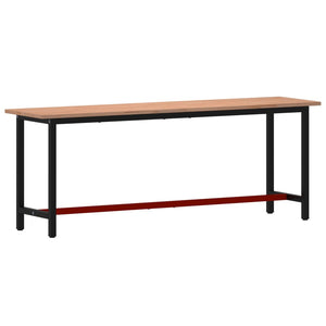 Πάγκος Εργασίας 220x55x81,5εκ. από Μασίφ Ξύλο Οξιάς και Μέταλλο