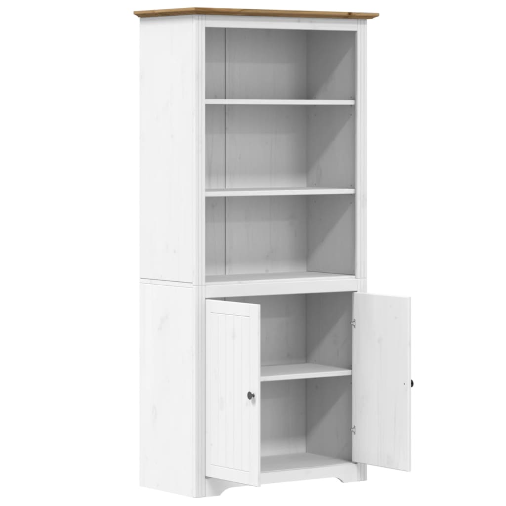 Βιβλιοθήκη BODO Λευκή/Καφέ 82x40x173 εκ. από Μασίφ Ξύλο Πεύκου