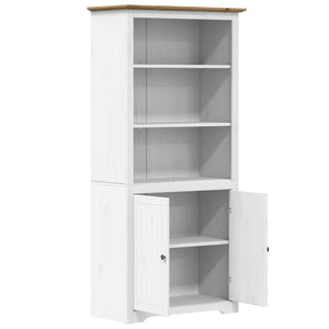 Βιβλιοθήκη BODO Λευκή/Καφέ 82x40x173 εκ. από Μασίφ Ξύλο Πεύκου
