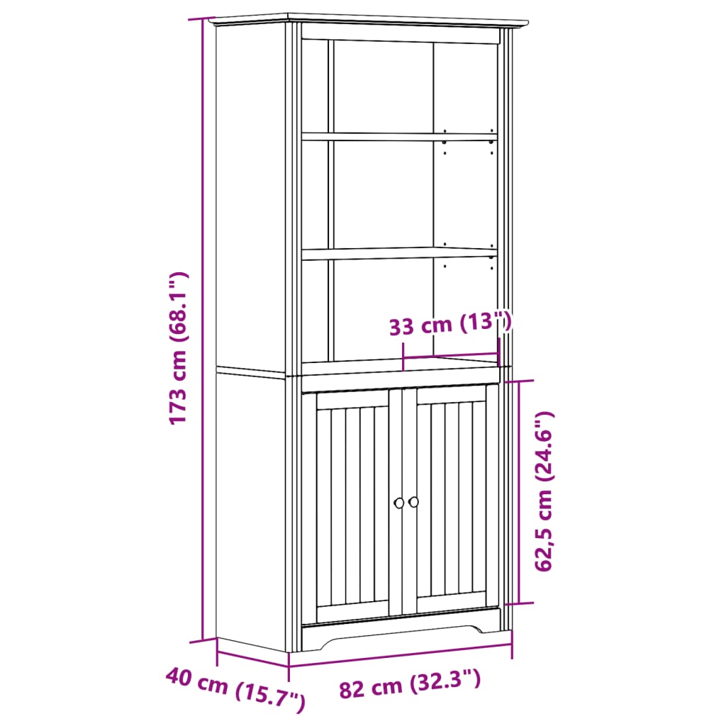 Βιβλιοθήκη BODO Λευκή/Καφέ 82x40x173 εκ. από Μασίφ Ξύλο Πεύκου