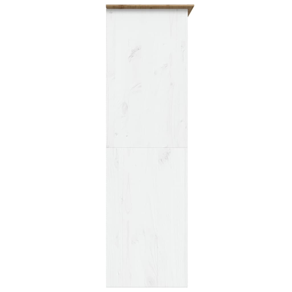 Ντουλάπα BODO Λευκή/Καφέ 146x53,5x173 εκ. Μασίφ Ξύλο Πεύκου