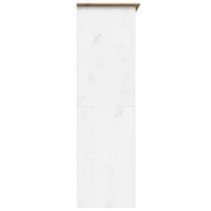 Ντουλάπα BODO Λευκή/Καφέ 146x53,5x173 εκ. Μασίφ Ξύλο Πεύκου