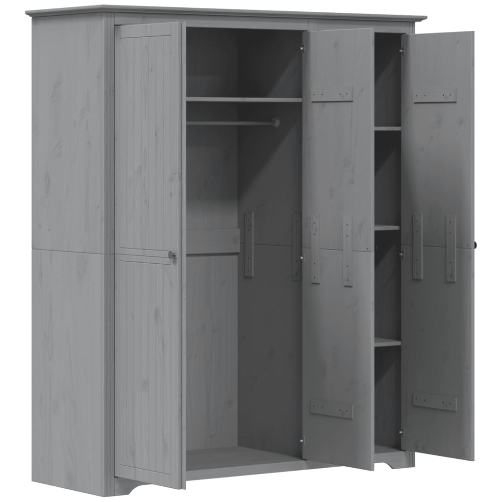 Ντουλάπα BODO Γκρι 146x53,5x173 εκ. από Μασίφ Ξύλο Πεύκου