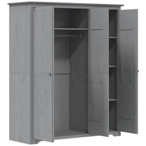 Ντουλάπα BODO Γκρι 146x53,5x173 εκ. από Μασίφ Ξύλο Πεύκου