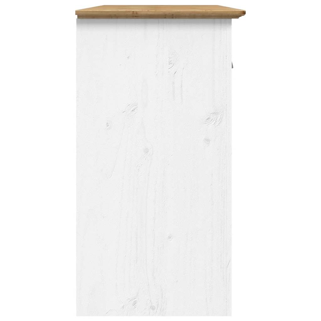 Ντουλάπι BODO Λευκό/Καφέ 115,5x44x80 εκ. από Μασίφ Ξύλο Πεύκου - Pakobazaar