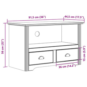Έπιπλο Τηλεόρασης BODO 2 Συρτάρια Καφέ 91,5x44,5x56 εκ. Πεύκο