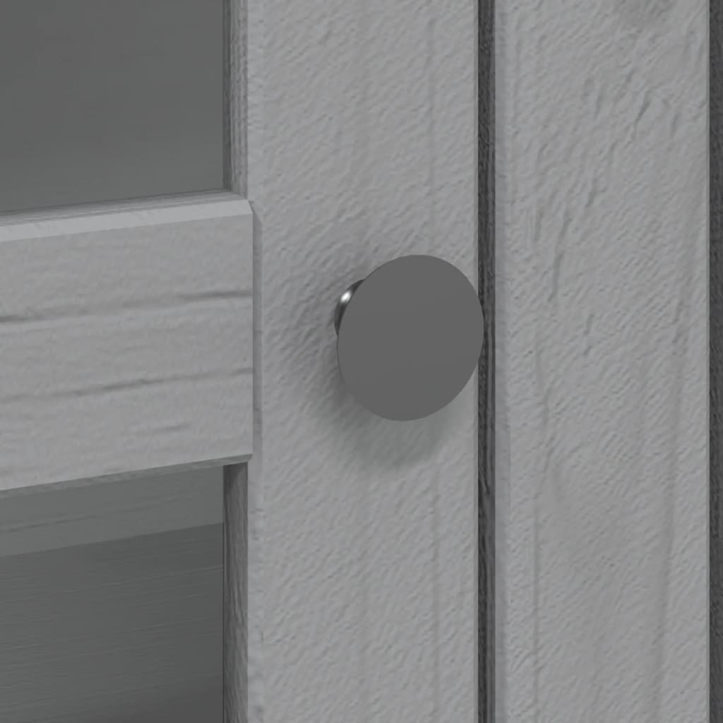 Ντουλάπι BODO Γκρι από Μασίφ Ξύλο Πεύκου με Γυάλινες Πόρτες - Pakobazaar