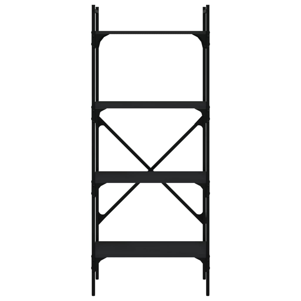 Βιβλιοθήκη 4 Επιπέδων Μαύρη 56x31,5x138,5 εκ. Επεξεργ. Ξύλο