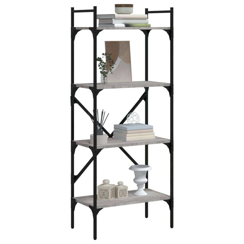 Βιβλιοθήκη 4 Επιπέδων Γκρι Sonoma 56x31,5x138,5 εκ. Επεξ. Ξύλο