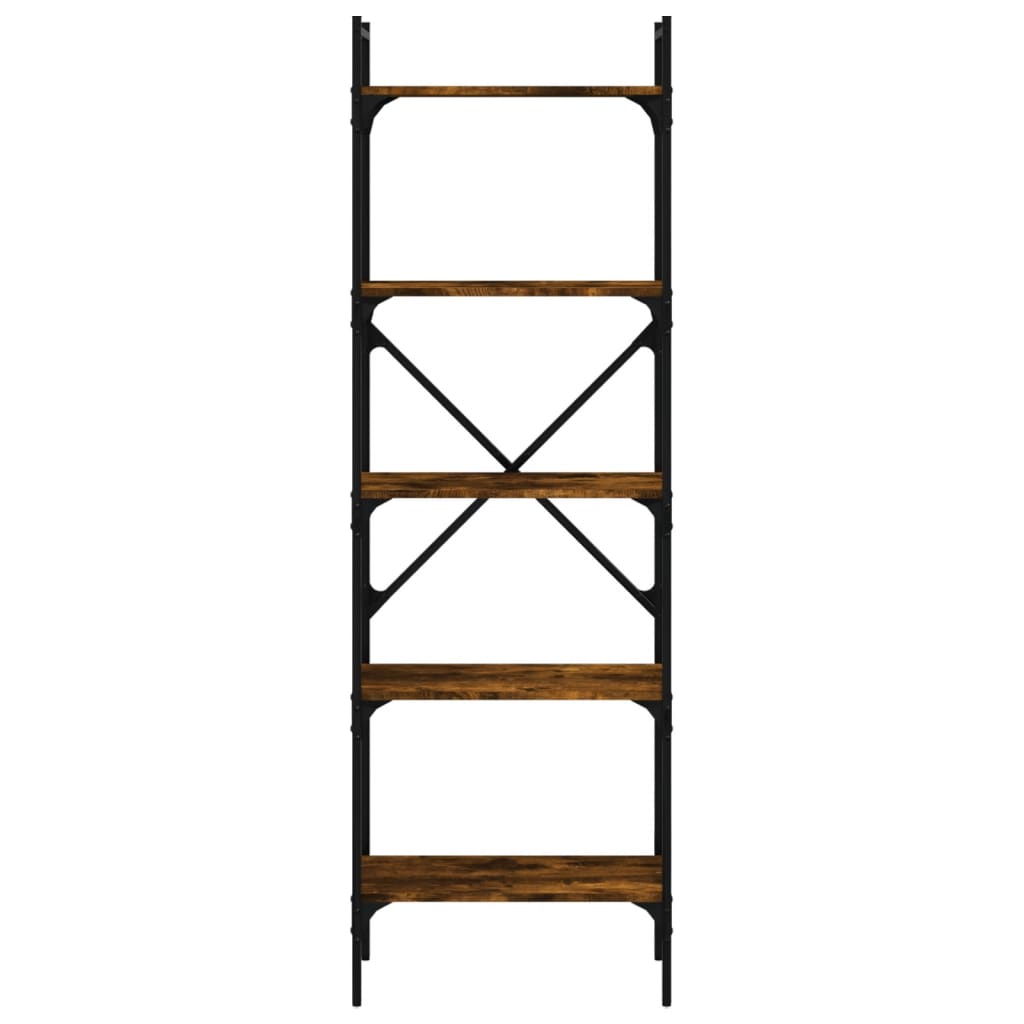 Βιβλιοθήκη 5 Επιπέδων Καπνιστή Δρυς 56x31,5x174εκ. Επεξ. Ξύλο