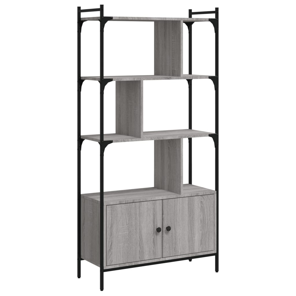Βιβλιοθήκη με Πόρτες Γκρι Sonoma 76,5x30x154,5 εκ. Επεξ. Ξύλο - Pakobazaar
