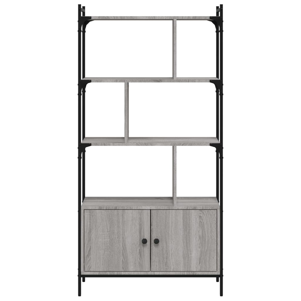Βιβλιοθήκη με Πόρτες Γκρι Sonoma 76,5x30x154,5 εκ. Επεξ. Ξύλο - Pakobazaar