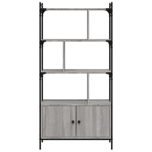 Βιβλιοθήκη με Πόρτες Γκρι Sonoma 76,5x30x154,5 εκ. Επεξ. Ξύλο - Pakobazaar