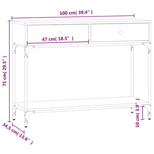 Τραπέζι Κονσόλα Καφέ Δρυς 100x34,5x75 εκ. Επεξεργασμένο Ξύλο
