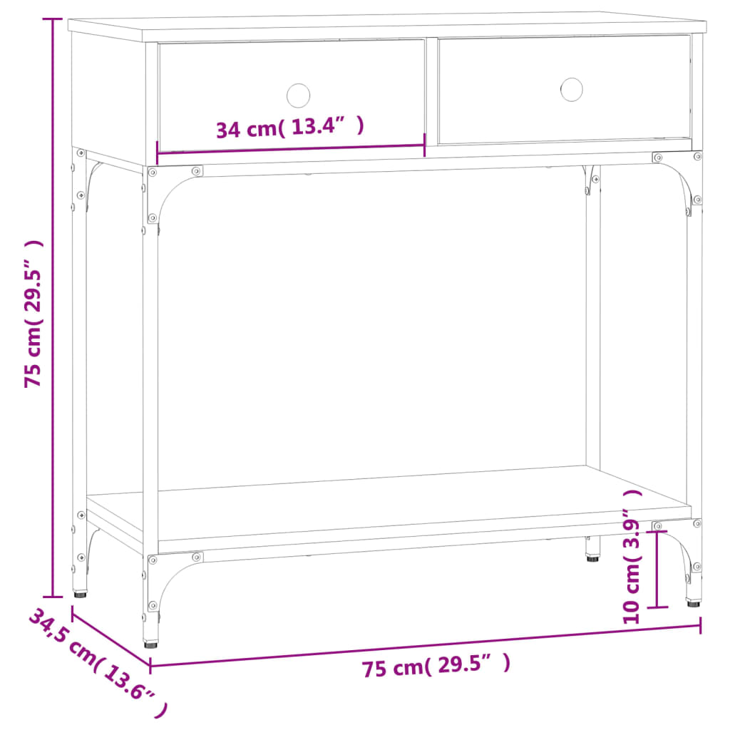 Τραπέζι Κονσόλα Καπνιστή Δρυς 75x34,5x75 εκ. Επεξεργ. Ξύλο
