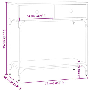 Τραπέζι Κονσόλα Γκρι Sonoma 75x34,5x75 εκ. Επεξεργασμένο Ξύλο