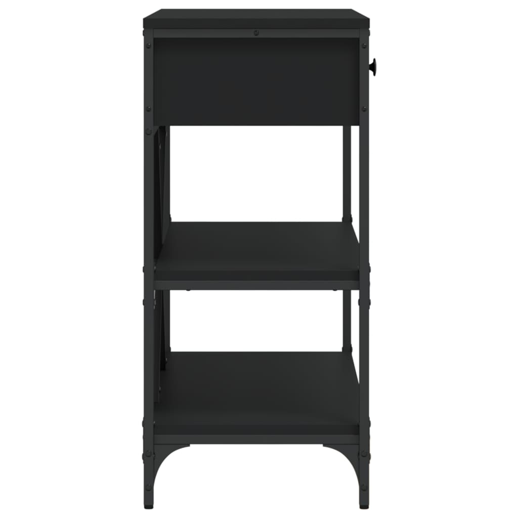 Τραπέζι Κονσόλα με Συρτάρια & Ράφια Μαύρο από Επεξεργ. Ξύλο