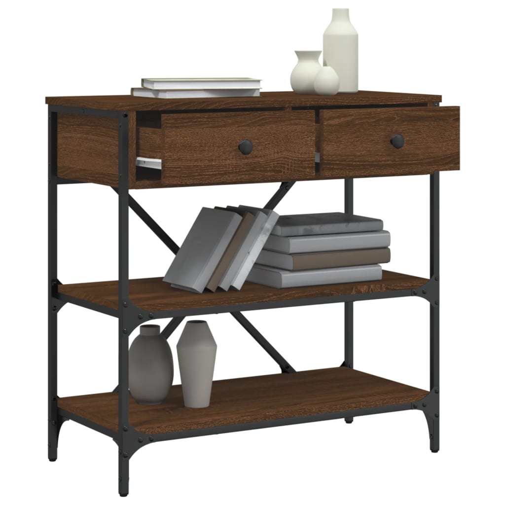 Τραπέζι Κονσόλα Καφέ Δρυς 75x34,5x75 εκ. Επεξεργασμένο Ξύλο - Pakobazaar