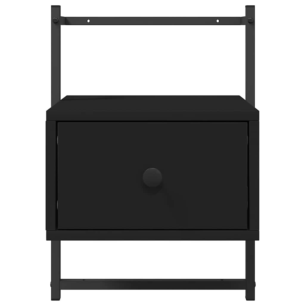 Κομοδίνα Επιτοίχια 2 τεμ. Μαύρο 35x30x51 εκ. από Επεξεργ. Ξύλο