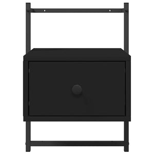 Κομοδίνα Επιτοίχια 2 τεμ. Μαύρο 35x30x51 εκ. από Επεξεργ. Ξύλο