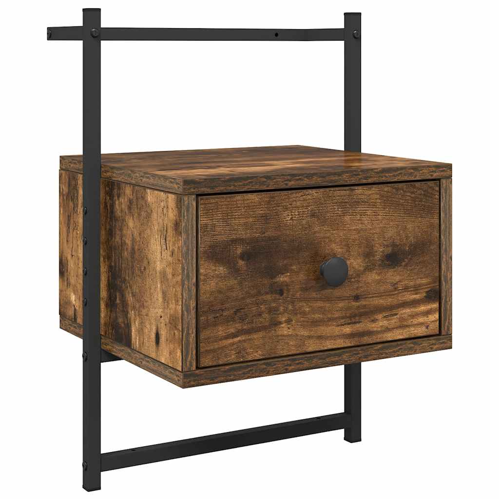 Κομοδίνο Επιτοίχιο Καπνιστή Δρυς 35x30x51 εκ. από Επεξεργ. Ξύλο