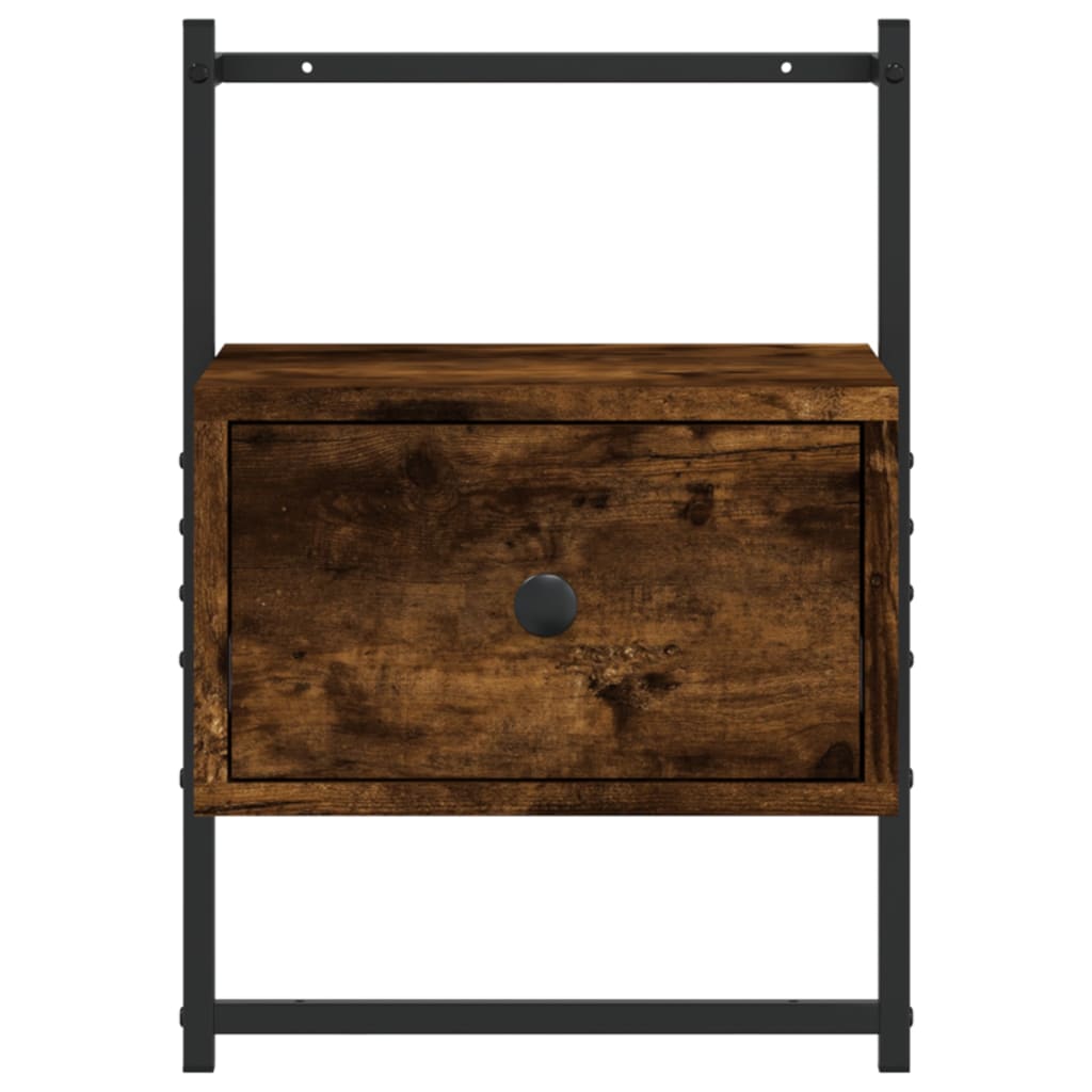 Κομοδίνο Επιτοίχιο Καπνιστή Δρυς 35x30x51 εκ. από Επεξεργ. Ξύλο