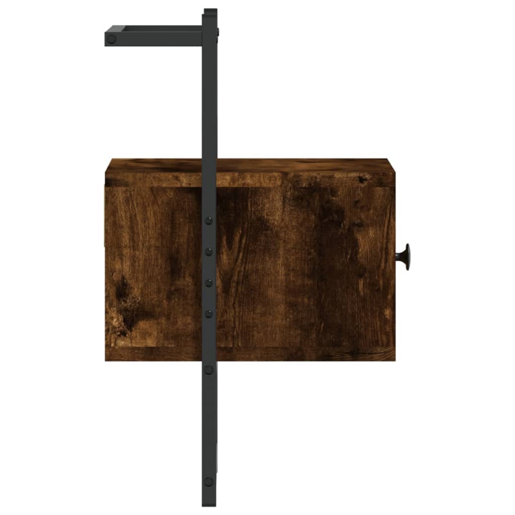 Κομοδίνο Επιτοίχιο Καπνιστή Δρυς 35x30x51 εκ. από Επεξεργ. Ξύλο