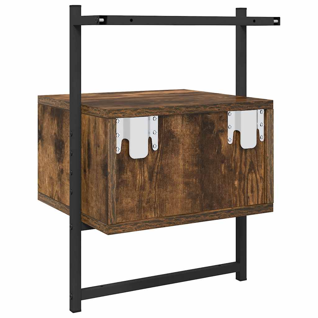 Κομοδίνα Επιτοίχια 2 τεμ. Καπνιστή Δρυς 35x30x51 εκ Επεξ. Ξύλο