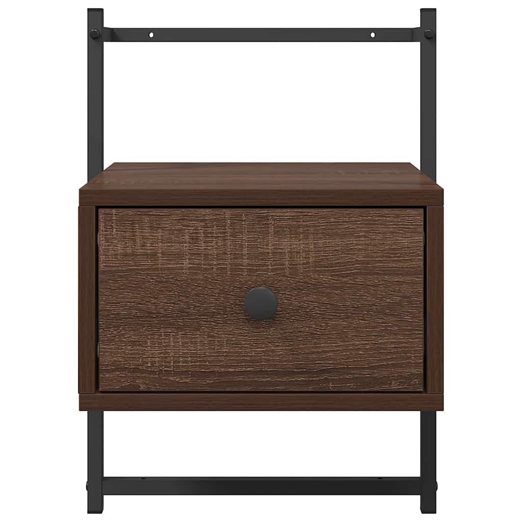 Κομοδίνο Επιτοίχιο Καφέ Δρυς 35x30x51 εκ. από Επεξεργ. Ξύλο