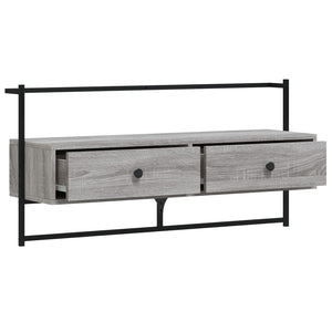 Έπιπλο Τηλεόρασης Επιτοίχιο Γκρι Sonoma 100,5x30x51 εκ Επ. Ξύλο