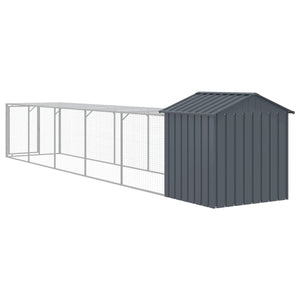 Κοτέτσι με Περίβολο Ανθρακί 117x609x123 εκ. Γαλβαν. Χάλυβας