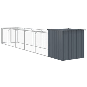 Σπιτάκι Σκύλου με Αυλή Ανθρακί 110x609x110 εκ. Γαλβαν. Χάλυβας