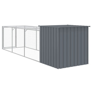 Κοτέτσι με Περίβολο Ανθρακί 110x405x110 εκ. Γαλβαν. Χάλυβας