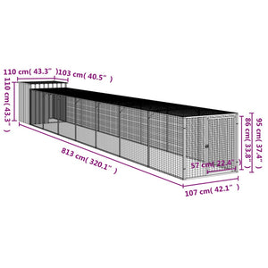 Κοτέτσι με Περίβολο Ανθρακί 110x813x110 εκ. Γαλβαν. Ατσάλι