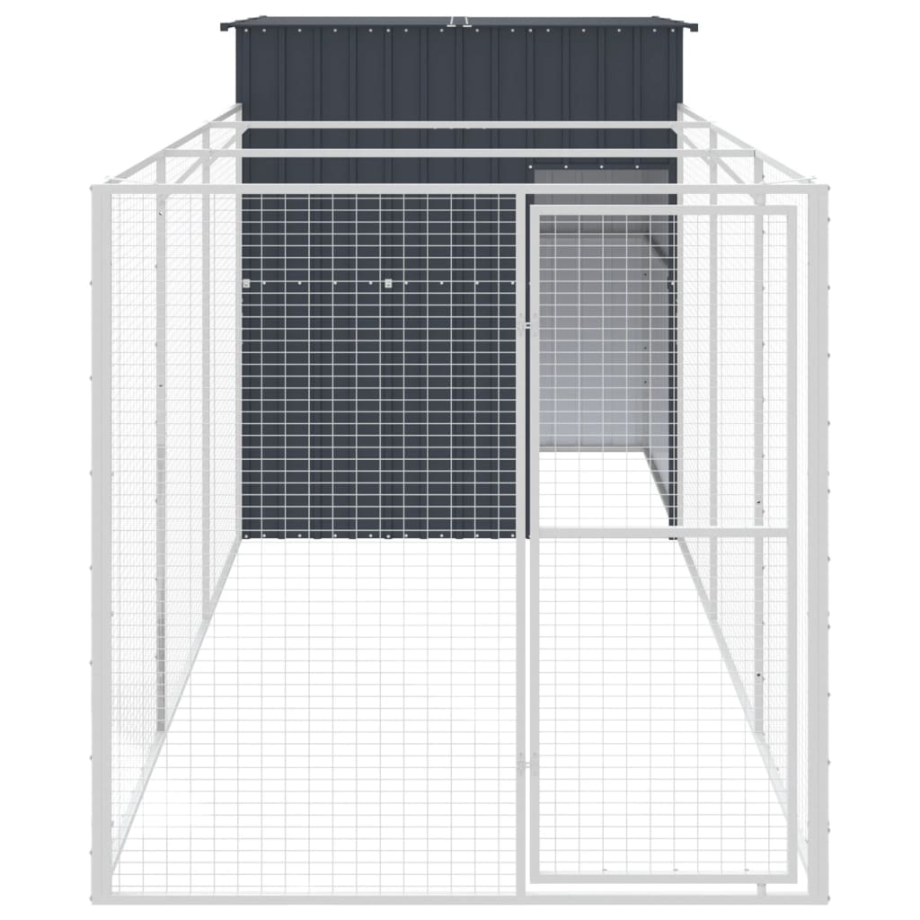 Σπιτάκι Σκύλου με Αυλή Ανθρακί 165x455x181 εκ. Γαλβαν. Χάλυβας - Pakobazaar