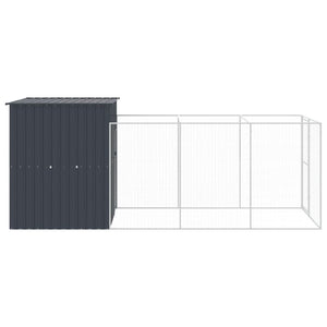 Σπιτάκι Σκύλου με Αυλή Ανθρακί 165x455x181 εκ. Γαλβαν. Χάλυβας - Pakobazaar
