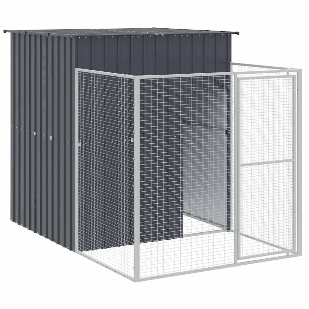 Σπιτάκι Σκύλου με Αυλή Ανθρακί 165x455x181 εκ. Γαλβαν. Χάλυβας - Pakobazaar