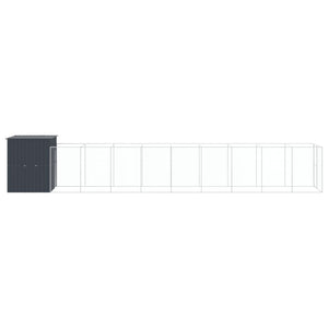 Σπιτάκι Σκύλου με Αυλή Ανθρακί 165x1067x181 εκ. Γαλβαν. Χάλυβας - Pakobazaar