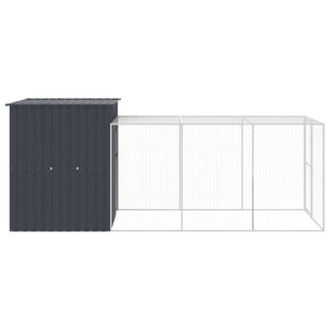Κλουβί για Κότες με Αυλή Ανθρακί 165x455x181 εκ Γαλβαν. Χάλυβας - Pakobazaar