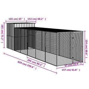 Κοτέτσι με Περίβολο Ανθρακί 165x659x181 εκ. Γαλβαν. Χάλυβας