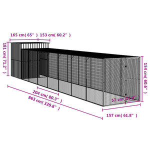 Κοτέτσι με Περίβολο Ανθρακί 165x863x181 εκ. Γαλβαν. Χάλυβας - Pakobazaar