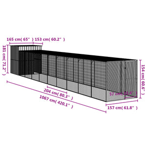 Κοτέτσι με Περίβολο Ανθρακί 165x1067x181 εκ. Γαλβαν. Χάλυβας