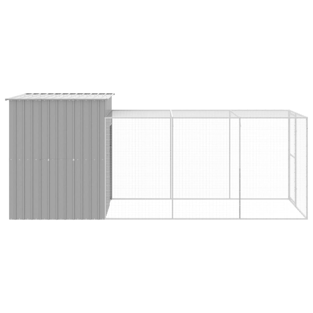 Κοτέτσι με Περίβολο Αν. Γκρι 165x455x181 εκ. Γαλβαν. Χάλυβας - Pakobazaar